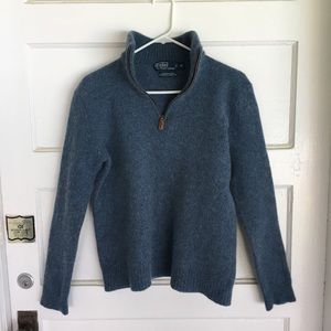 Boys Ralph Lauren wool pullover zip up blue polo M